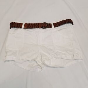 Color Swatch Braided Belt White Shorts